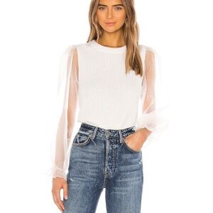 MAJORELLE White Sheer Sleeve Sweater